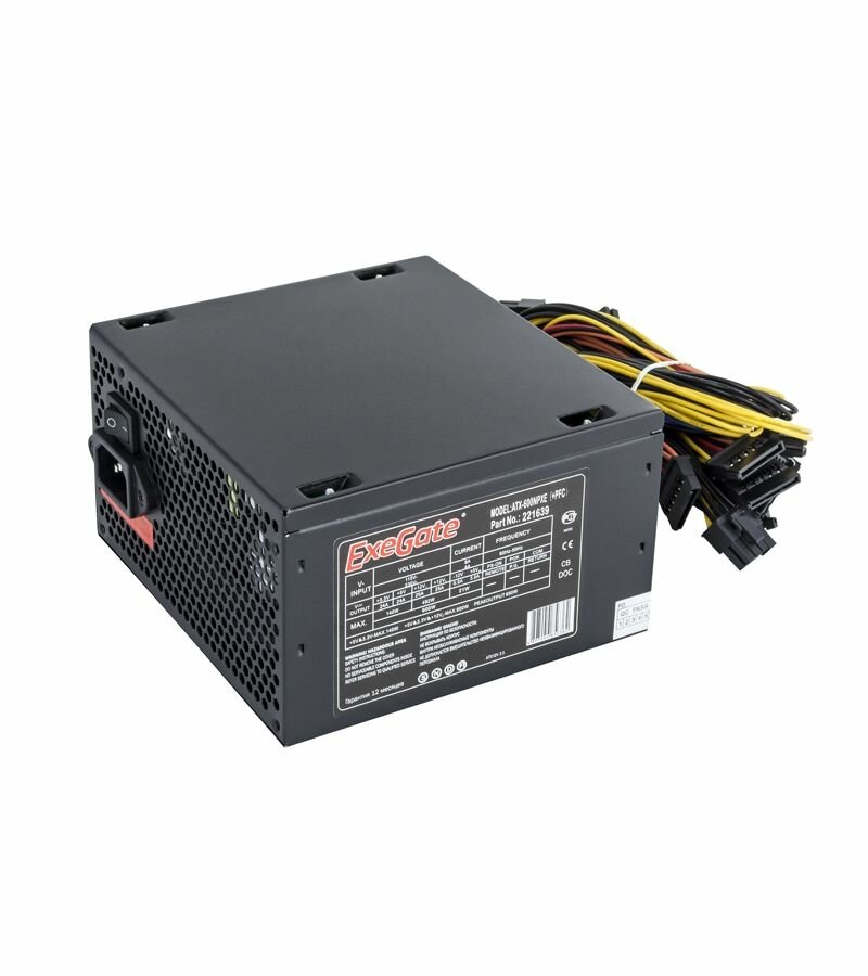 Блок питания ExeGate 600W ATX-600NPXE +PFC (EX221639RUS) Black