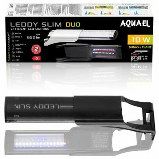 Светильник светодиодный Aquael LEDDY SLIM DUO SUNNY & PLANT DAY&NIGHT 10 ВТ (24-32 СМ / 6500 & 8000 K) черный