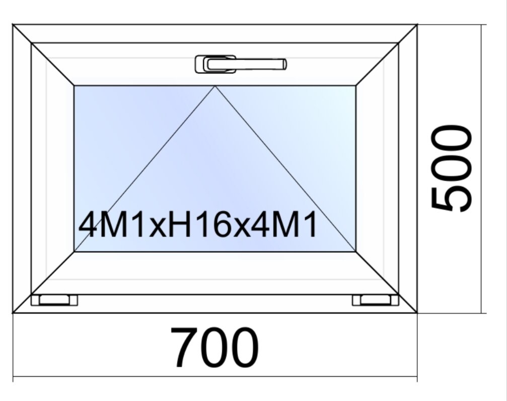 Окно ПВХ Reachmont 60mm/ ш.70см*в.50см/фрамуга/откидное/однокамерный стеклопакет /фурнитура Vorne (Турция)