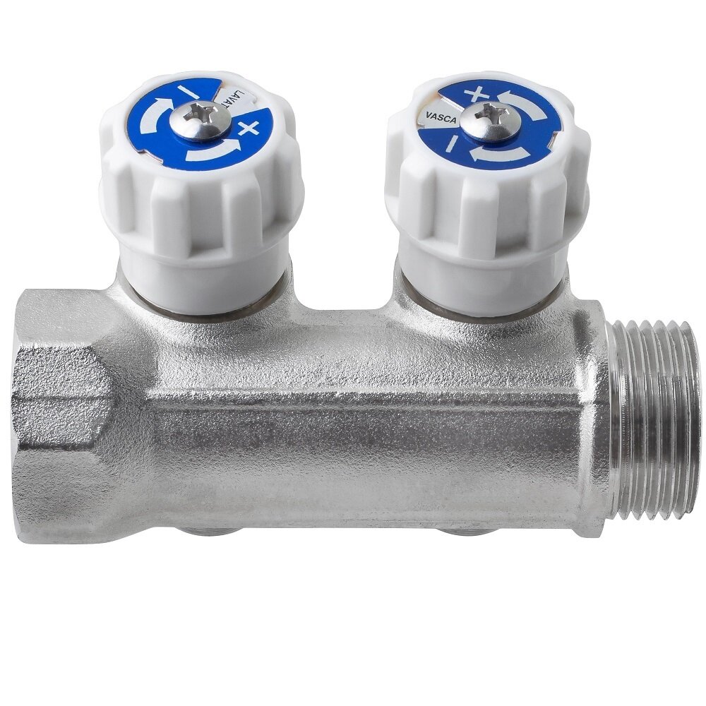 Коллектор с вентилем MPF на 2 выхода 3/4"x1/2" наружная резьба - фото №6