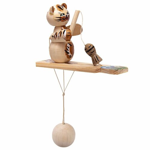 Резная деревянная игрушка Зайчик и рыбка 11 х 8 см елочная игрушка из дерева 11 см парень с балалайкой ручная работа