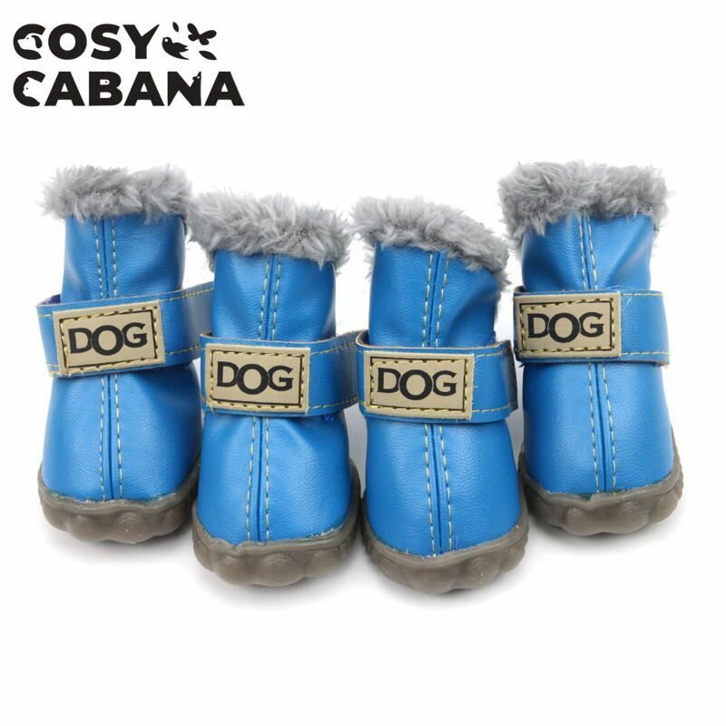 Ботинки зимние для собак мелких пород / Теплые, влагозащитные / размер 5, синие