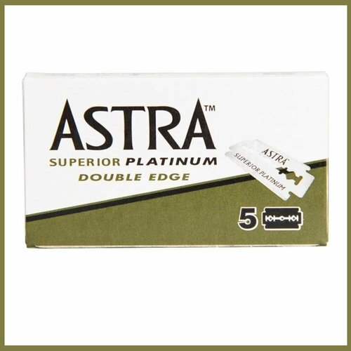 Лезвия двухсторонние для бритвы Astra Superior Platinum, классические, для T-образных бритв и шаветок, 5 шт.