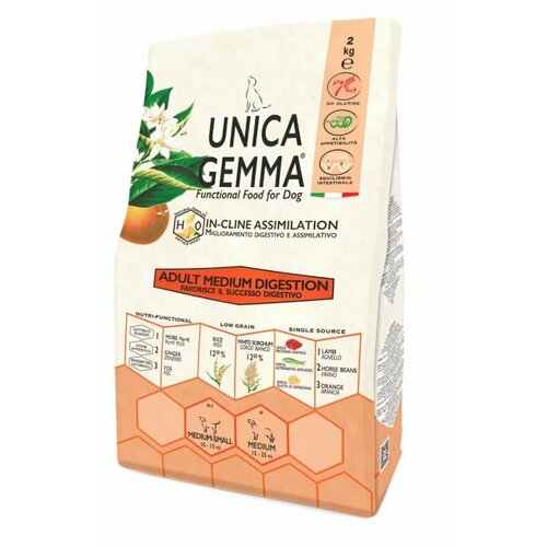 UNICA Корм сухой для взрослых собак средних пород для решения проблем с пищеварением 2 кг 3499₽