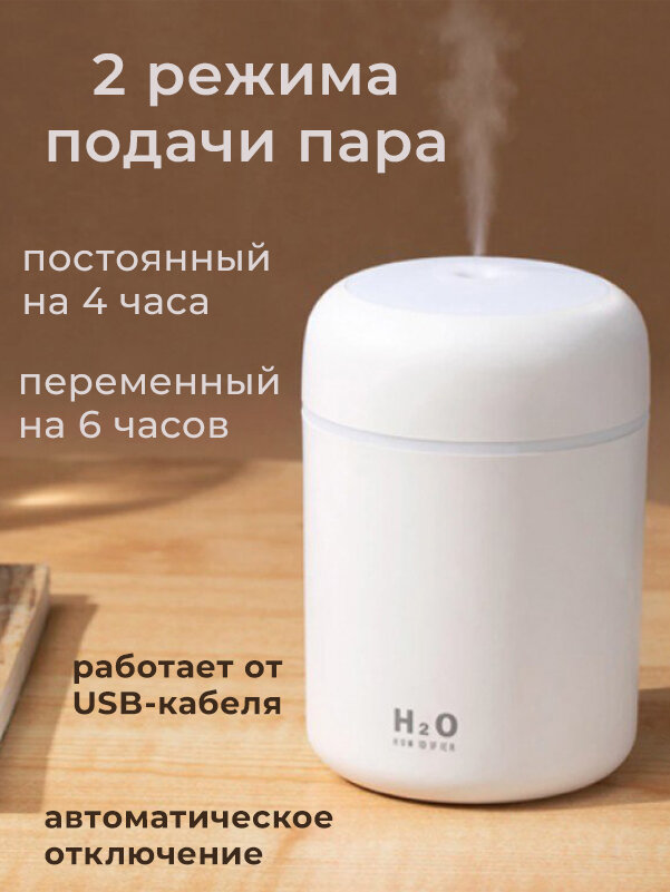 Увлажнитель воздуха / Аромадиффузор / Ночник H2O Humidifier (белый)