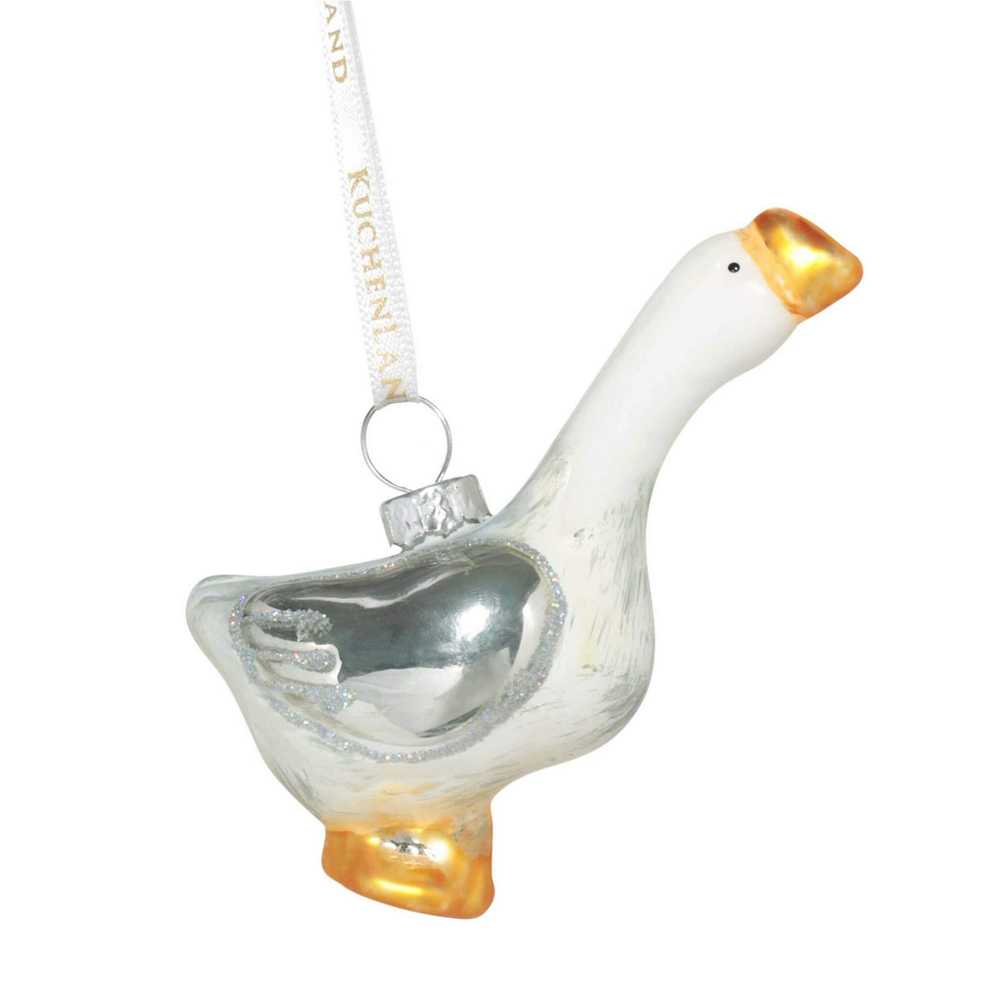 (НГ)Игрушка елочная, 7 см, стекло, Гусь, Figure christmas