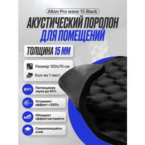 Акустический поролон самоклеющийся Alton Pro wave 15 мм Шумоизоляция и звукоизоляция стен в квартире 1076₽