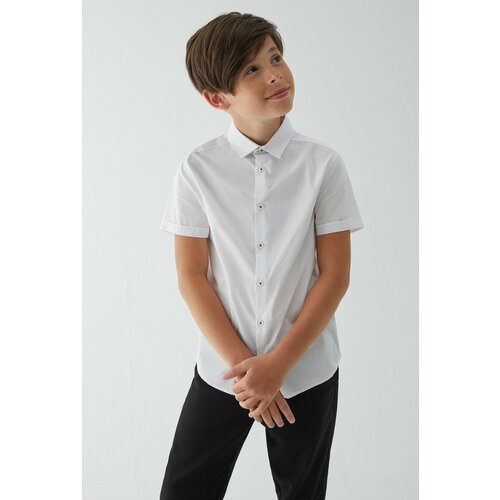 фото Школьная рубашка acoola, на пуговицах, размер 146, белый