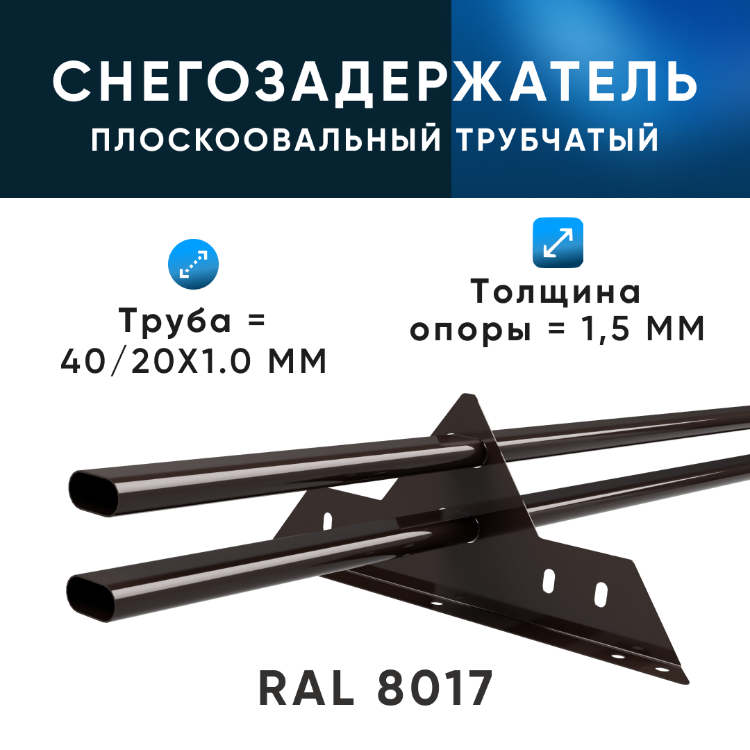 KROVZAVOD Снегозадержатель эконом 40/20x1.5мм 1000мм 8017