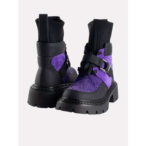 Ботинки, размер 37, черный, фиолетовый