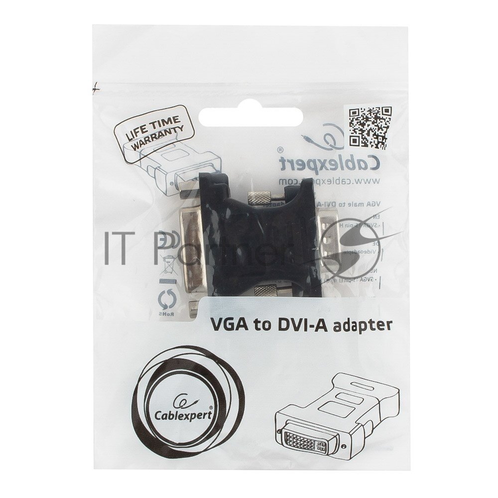 Переходник VGA-DVI Cablexpert A-VGAM-DVIF-01, 15M/25F, черный