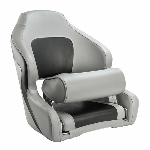 Кресло с болстером Delux Sport Flip Up, обивка угольный/серый винил для лодки / катера