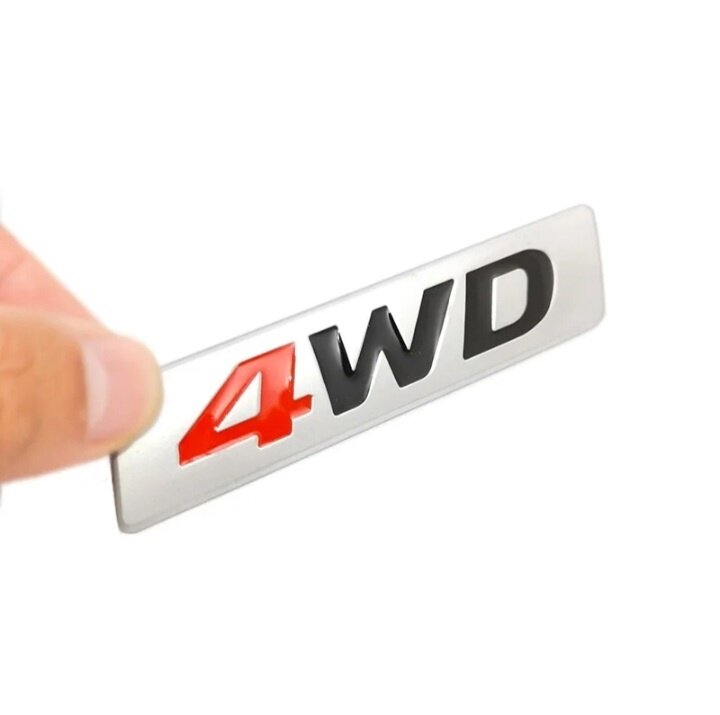 Шильдик 4WD металлический для автомобиля. полный привод (значок эмблема логотип) красный