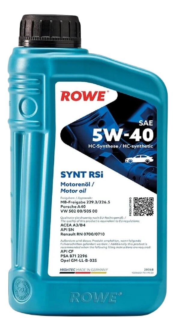 ROWE Моторное Масло Hightec Synt Rsi Sae 5W40 1L