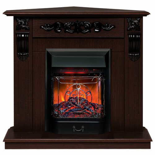 Электрокамин RealFlame DOMINICA CORNER STD/EUG DN-F817 с очагом Majestic Lux Black LT RC черный, орех
