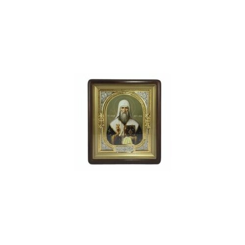 икона святой алексий митрополит московский 15 х 20 см Икона в киоте 18*24 фигурный, фото, рамка частично золоченая ( Алексий Митроп) #56533