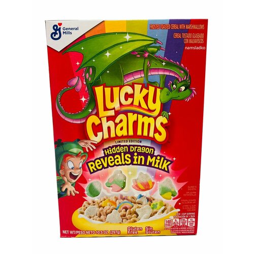 Lucky Charms Marshmallows Лимитка (Лаки Чармс Сухой завтрак с маршмеллоу Без Глютена) США - 297 гр. Хлопья Без глютена.