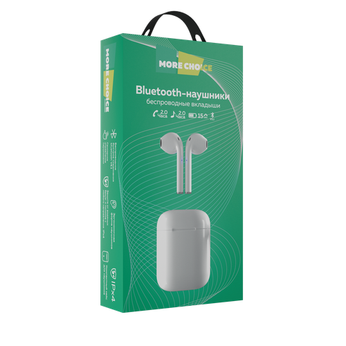 Bluetooth-наушники беспроводные вкладыши More choice BW14 TWS зеленная упаковка White 119800₽