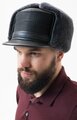 Мужская шапка ушанка с козырьком из кожи и меха мутон МБ-040А размер 60