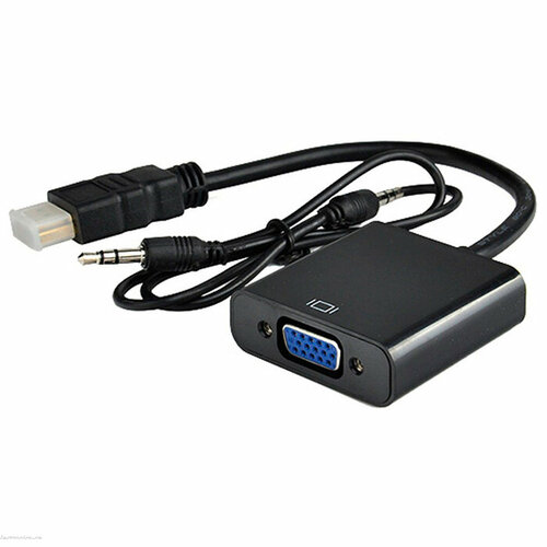 B&Pcable Адаптер HDMI (M) - VGA + Audio B&Pcable (Черный) HDMI-VGA+AUX с хвостиком 20 см