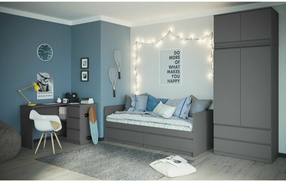 фото Комплект мебели детской/подростковой комнаты Челси, композиция 3 Графит