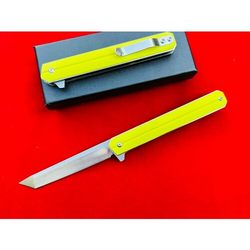 Нож складной флиппер Five Pro Москит tanto сталь D2, желтый