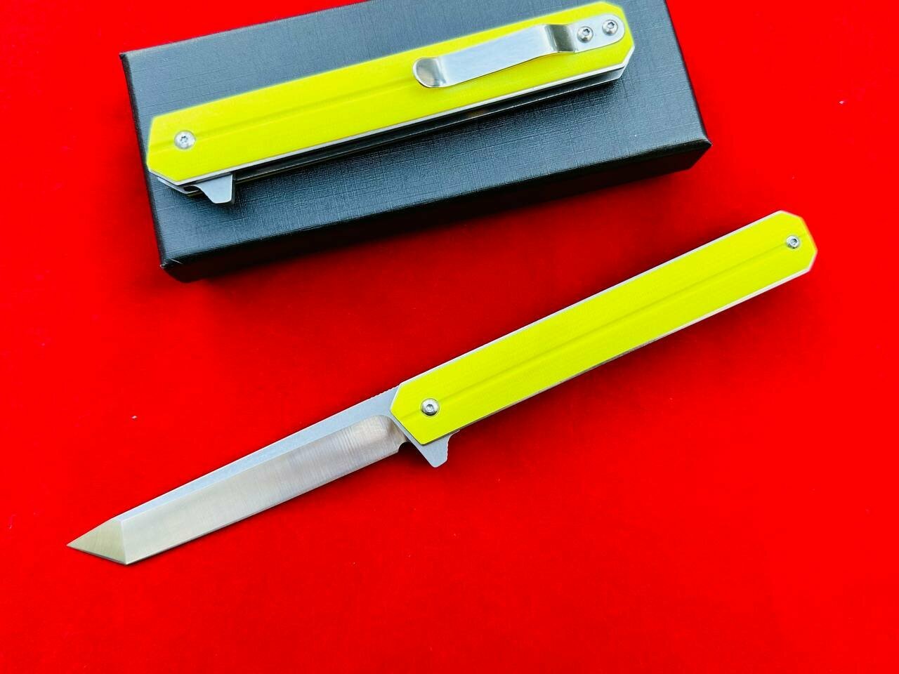Нож складной флиппер Five Pro Москит tanto сталь D2, желтый