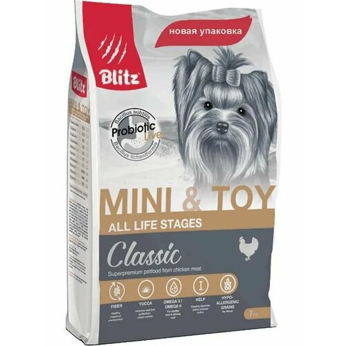 Сухой корм Blitz Adult Mini&Toy для взрослых собак миниатюрных и мелких пород, 7 кг