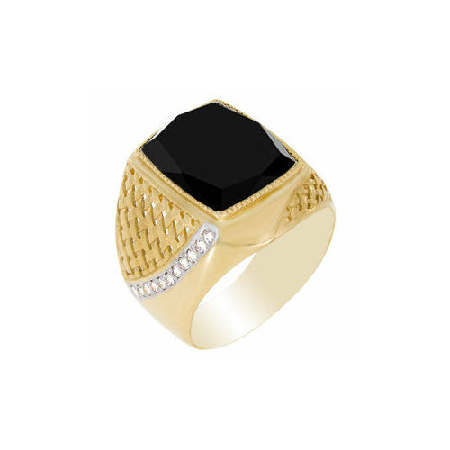 фото Кольцо маршал, красное золото, 585 проба, фианит, размер 19.5, черный