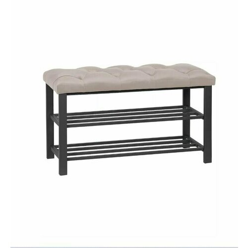 Обувница в прихожую с сиденьем узкая металлическая 6 пар капучино