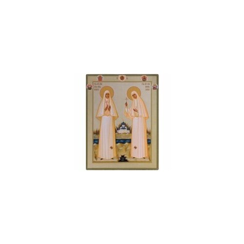 икона варвара великомученица 18х24 см в окладе Икона фотопеч. на холсте, доска Елизавета и Варвара 18х24 #155142
