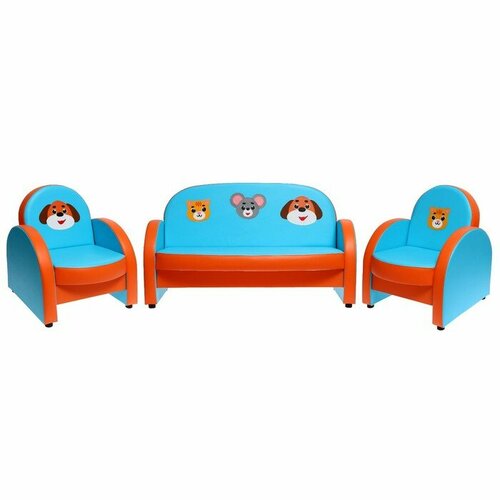 ZABIAKA Комплект мягкой мебели «Агата. Домашние животные», голубо-оранжевый