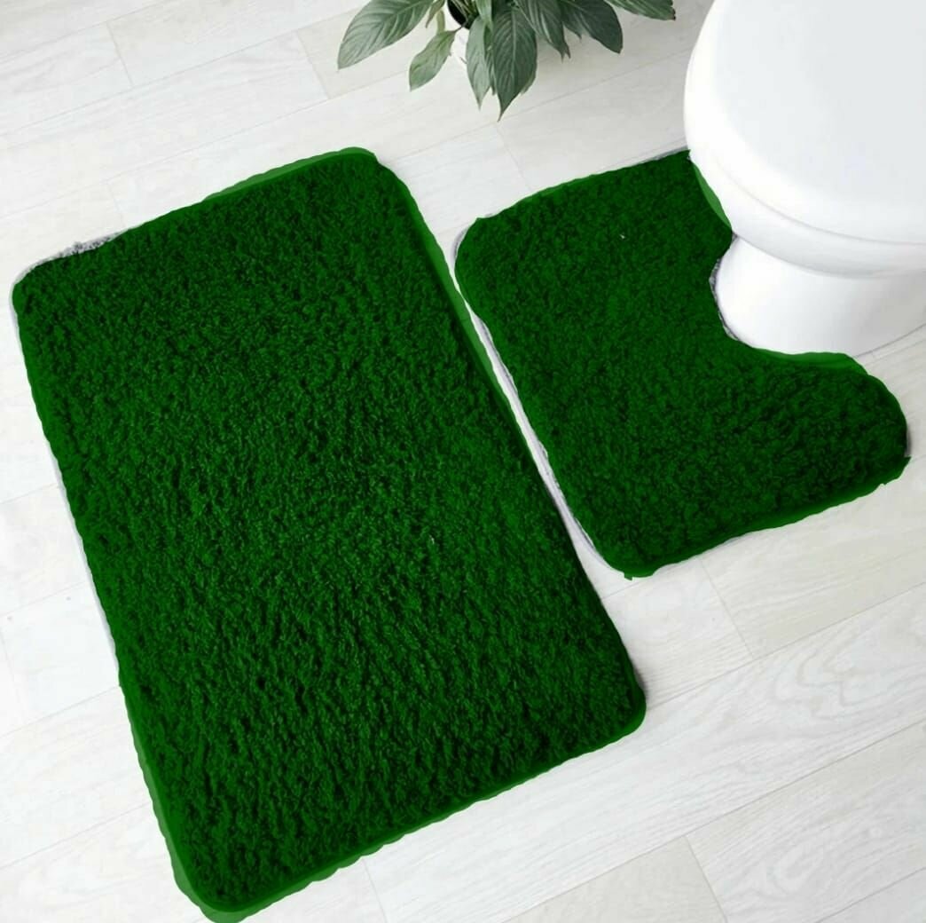 Мягкий коврик для ванной и туалета  Зеленый цвет  Размер 50 см х 80 см