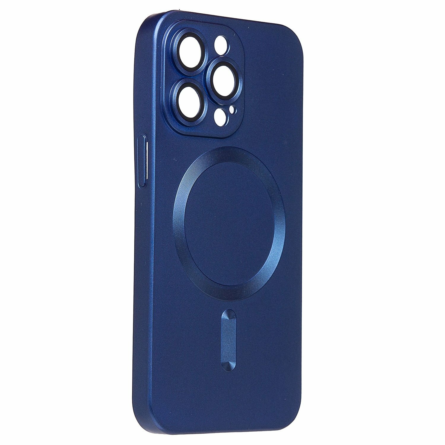 Чехол на iPhone 13 Pro / Айфон 13 Про с MagSafe, синий, матовый, с защитой камеры
