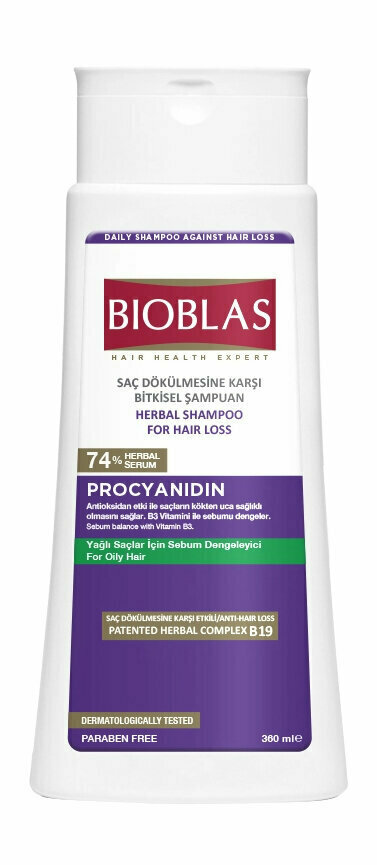 Шампунь против выпадения для жирных волос с процианидином Bioblas Procyanidin Herbal Shampoo for Hair Loss