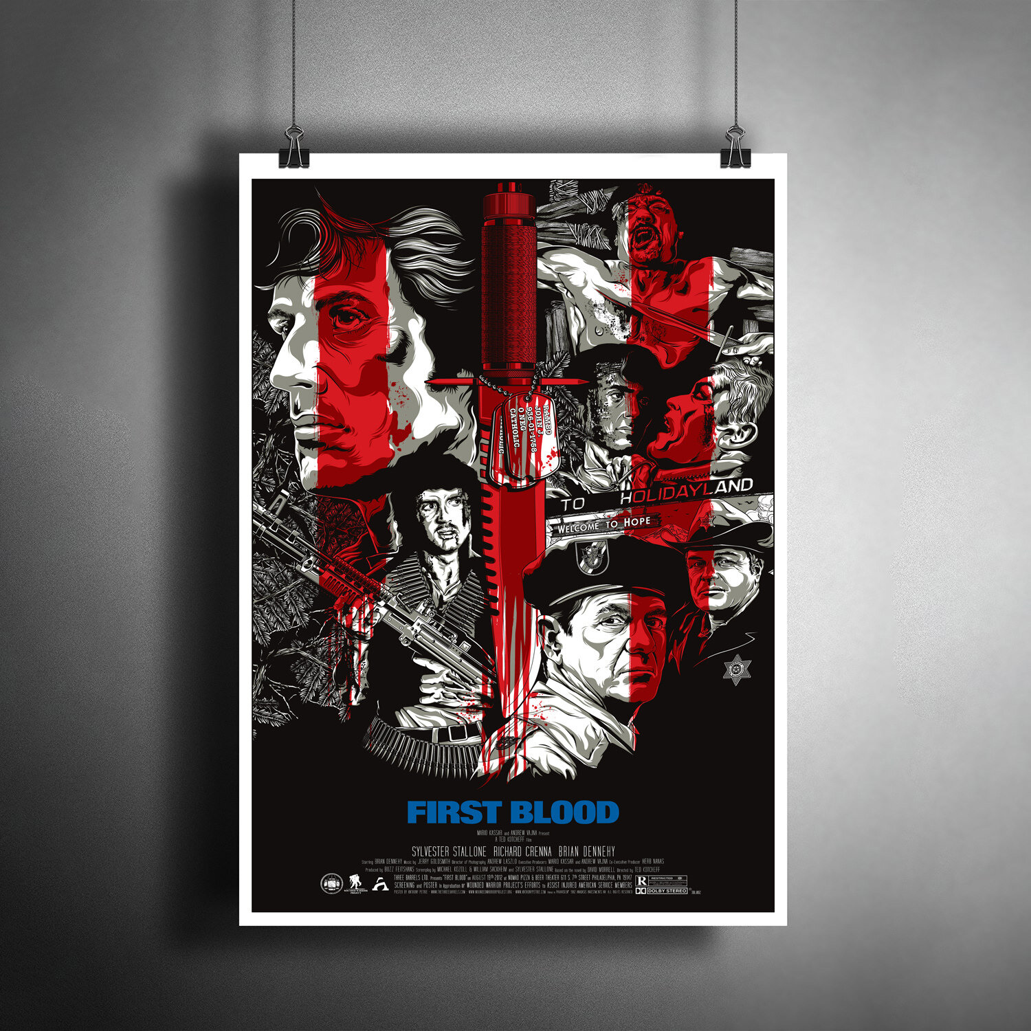 Постер плакат для интерьера "Фильм Рэмбо: Первая кровь. Сильвестр Сталлоне. First Blood, Sylvester Stallone"/ A3 (297 x 420 мм)