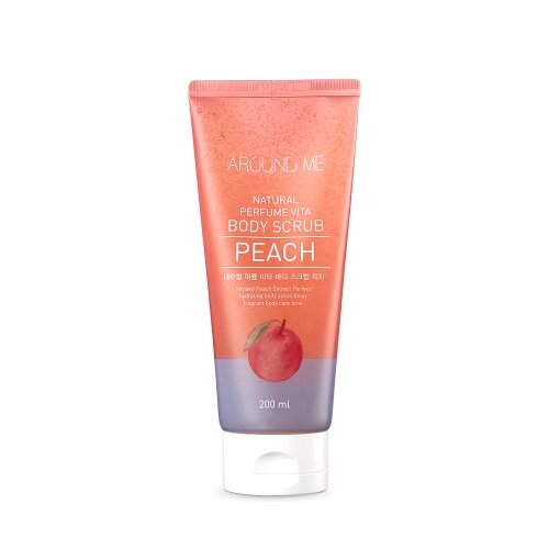 Welcos Скраб для тела Around Me Natural Perfume Vita Body Scrub Peach, 200 мл.