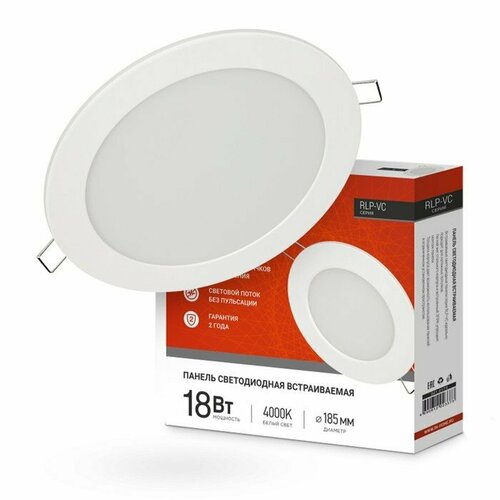 Панель светодиодная IN HOME RLP-VC, 18 Вт, 230 В, 4000 К, 1440 Лм, 185x30 мм, круглая, белая (комплект из 4 шт)