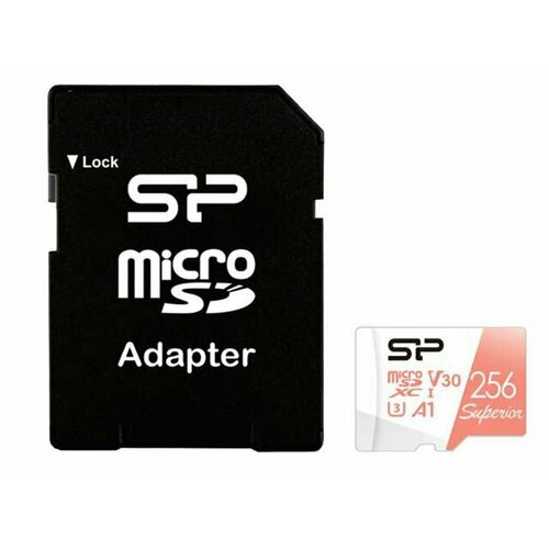 Карта памяти 256Gb - Silicon Power Superior A1 MicroSDXC Class 10 UHS-I U3 SP256GBSTXDV3V20SP с адаптером SD карта памяти 256gb silicon power superior golden a1 microsdxc class 10 uhs i u3 a1 sp256gbstxdv3v1gsp с адаптером sd