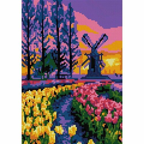 Алмазная мозаика, 21 × 30 см, полное заполнение «Долина тюльпанов» (комплект из 3 шт)