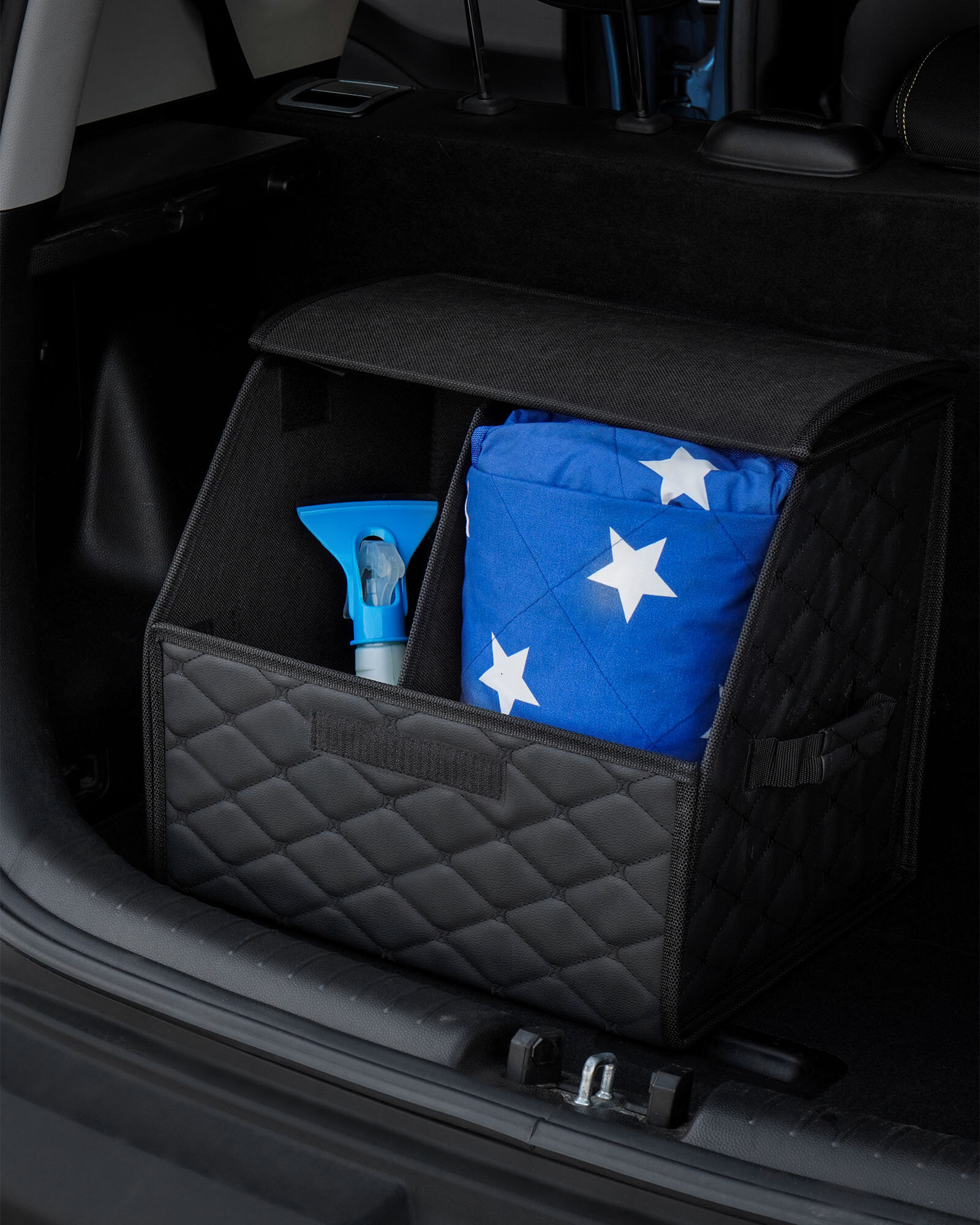 Органайзер-саквояж в багажник (40*30*35 см), стёганный ромб, цвет черный AIRLINE - фото №10