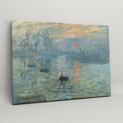 Картина на холсте, репродукция "Впечатление. Восходящее солнце" - Клод Моне", с деревянным подрамником, размер 45x60 см