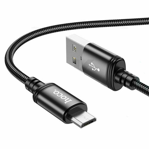 Кабель USB - микро USB HOCO X89 Wind, 1.0м, 2.4A, цвет: чёрный