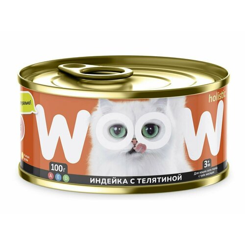 WOOW консервы для кошек Индейка с телятиной филе в желе 100гр*6шт