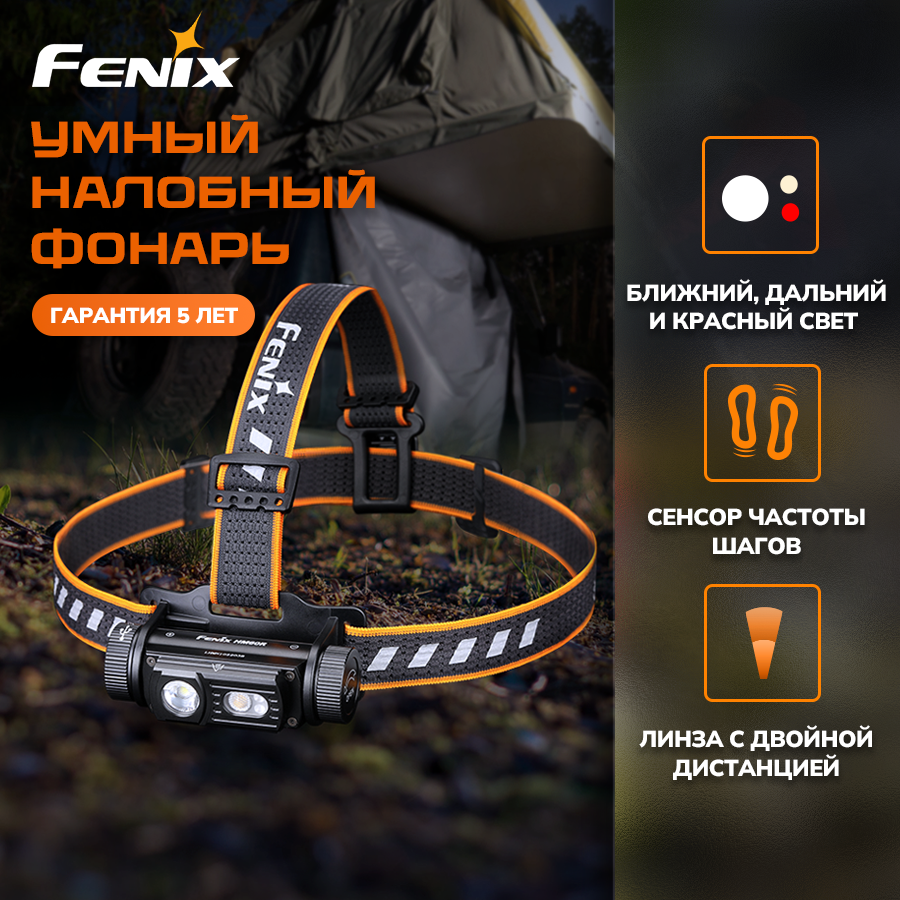 Налобный фонарь Fenix HM60R, 1 x 18650, 116 метров, 1200 люмен (Комплект)