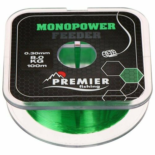 фото Леска preмier fishing monopower feeder, диаметр 0.3 мм, тест 8 кг, 100 м, зелёная (комплект из 9 шт) premier fishing