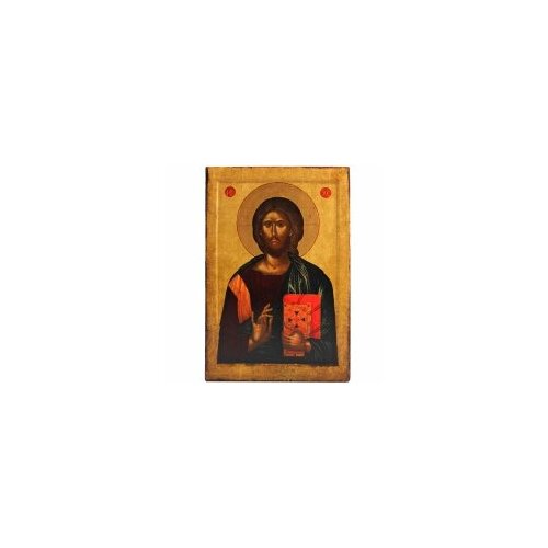 Икона Христос Пантократор 12х8 С-15 прямая печать по левкасу, золочение #162483 икона матрона 12х8 мм 02 прямая печать по левкасу золочение 128552