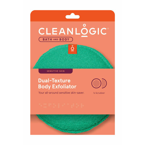 Двусторонняя мочалка для чувствительной кожи тела Cleanlogic Bath and Body Dual-Texture Body Exfoliator Sensitive Skin cleanlogic bath and body dual texture body exfoliator sensitive skin