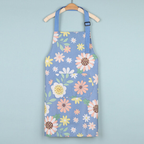 фото Фартук "Цветочный" дышащий, маслостойкий, регулируемый, цвет голубой