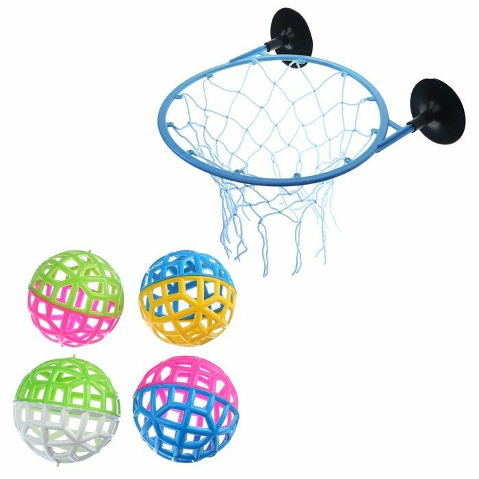 Набор для игры "Мини-баскетбол", детский, кольцо d-21 см, 4 мяча d-9 см (комплект из 3 шт)